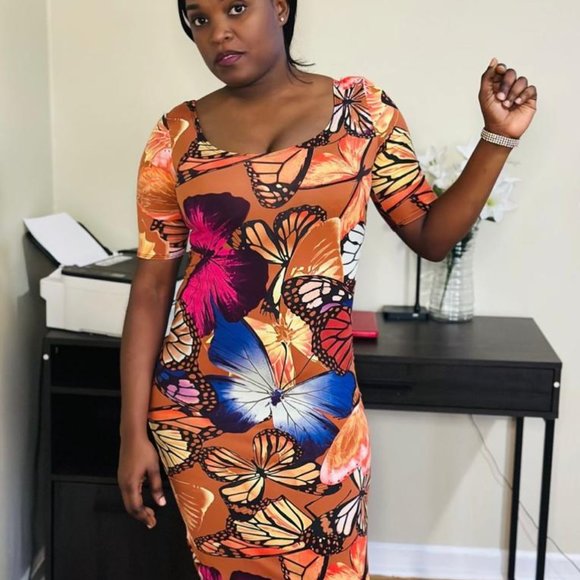 Women Casual Butterfly printed Dress - Picture 3 of 4